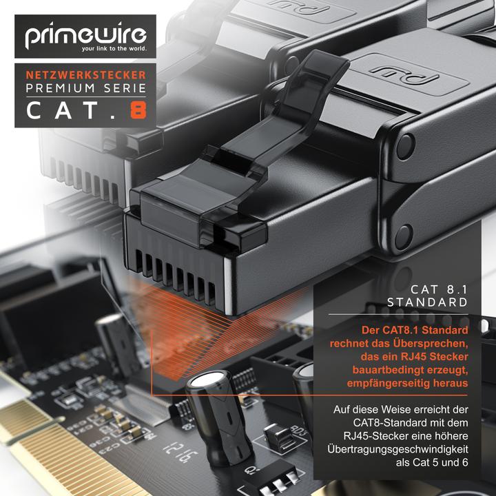 Image du produit Primewire 6x connecteur réseau RJ45 CAT 8 câblable sur le terrain, CAT8 connecteur pour câble LAN câble réseau (Câble réseau Connecteur)
