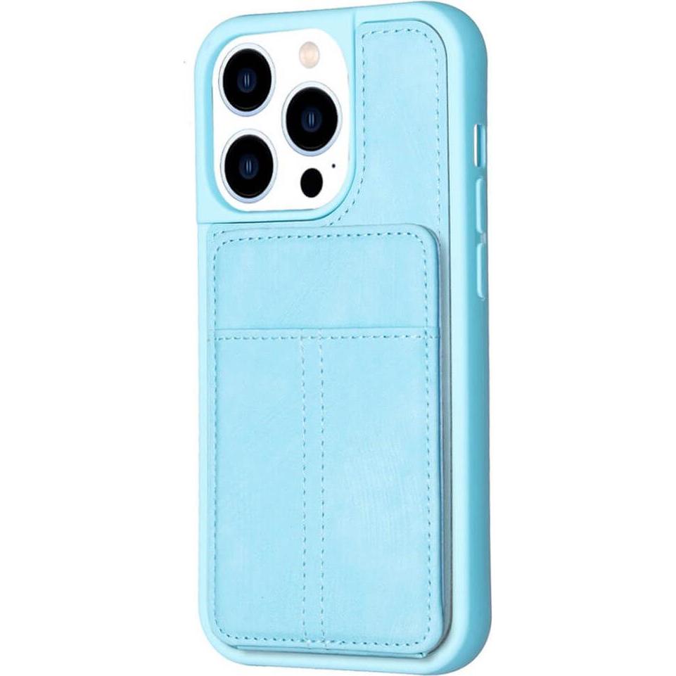 Cover-Discount iPhone 15 Pro - Kickstand Case mit Kartenfächer blau (Apple iPhone 15 Pro), Smartphone Hülle, Blau