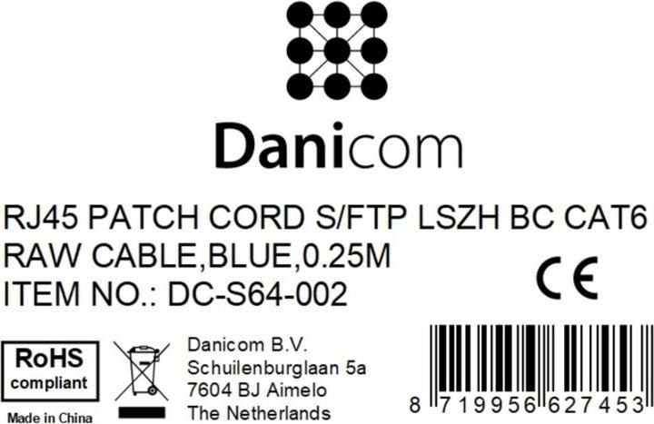 Produktbild Dsit CAT 6 Netzwerkkabel LSOH (S/FTP, CAT6, 0.25 m)