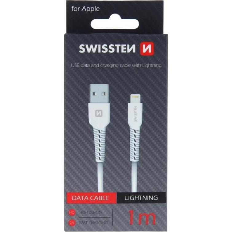 Swissten USB Auf Lightning Datenkabel 1.0m Weiss (1 m, USB 1.0), USB Kabel