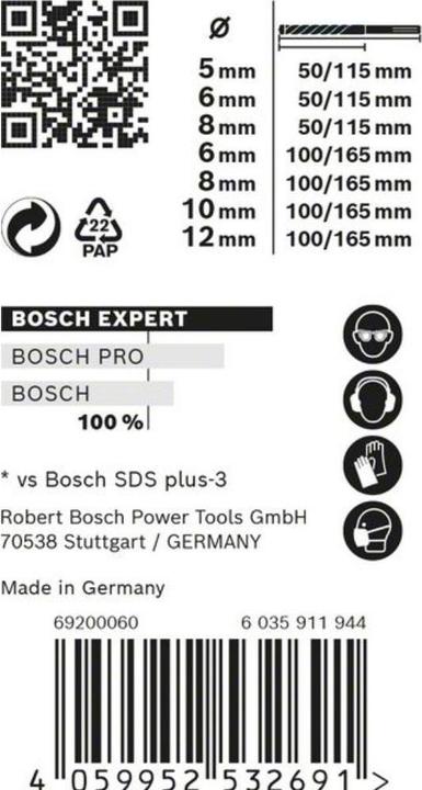 Actual product image Bosch Professional Zubehör EXPERT SDS plus-7X hammer drill bit set, 5/6/6/8/10/12 mm, 7 pcs. (5.0, 6.0, 8.0, 10.0, 12.0 mm)