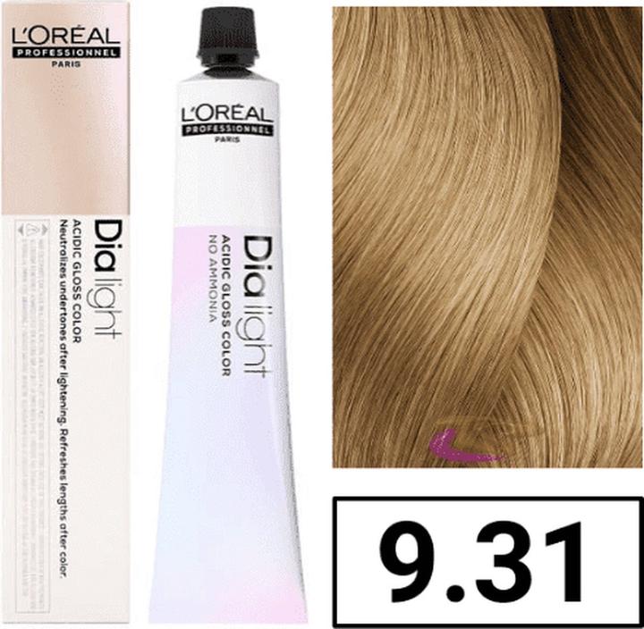Image du produit L'Oréal Professionnel DIA LIGHT gel-crème acide sans amoniaque #9,31 50 ml (9.31 Frêne or blond très clair)