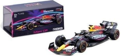 Actual product image Bburago Diecast 1:43 Formula Racing in Acrylic Box Red Bull RB19 Miami GP #Max Verstappen Ages 14+