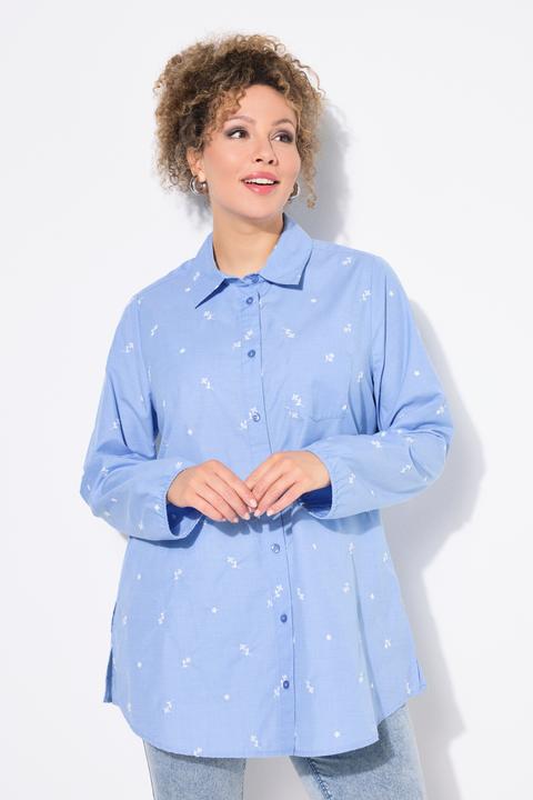 Immagine prodotto Ulla Popken camicia, ricamo floreale, taglio ad A, colletto, manica lunga (54)