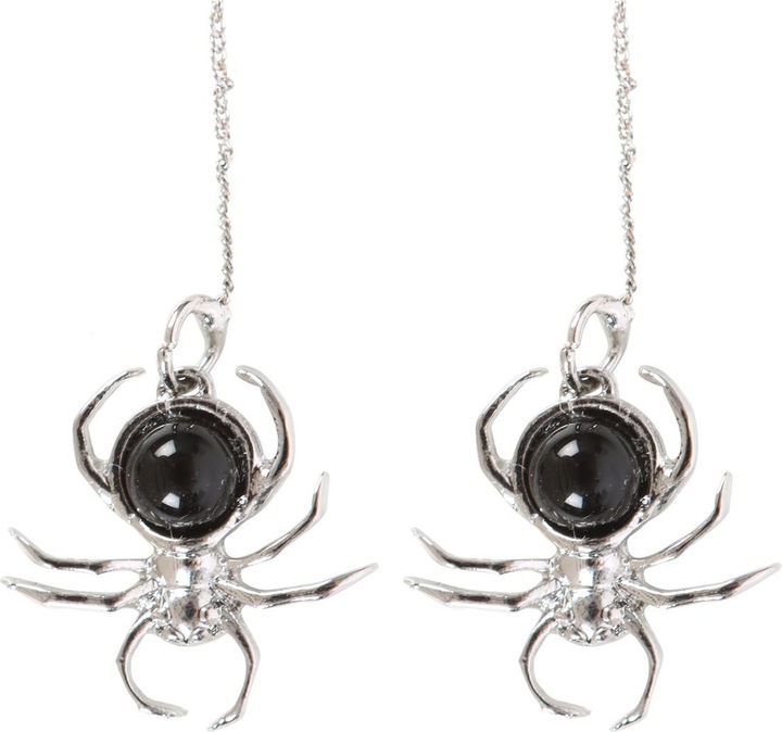 Actual product image Something Different Obsidian Spider Dangle Earrings (100% synthetic material)