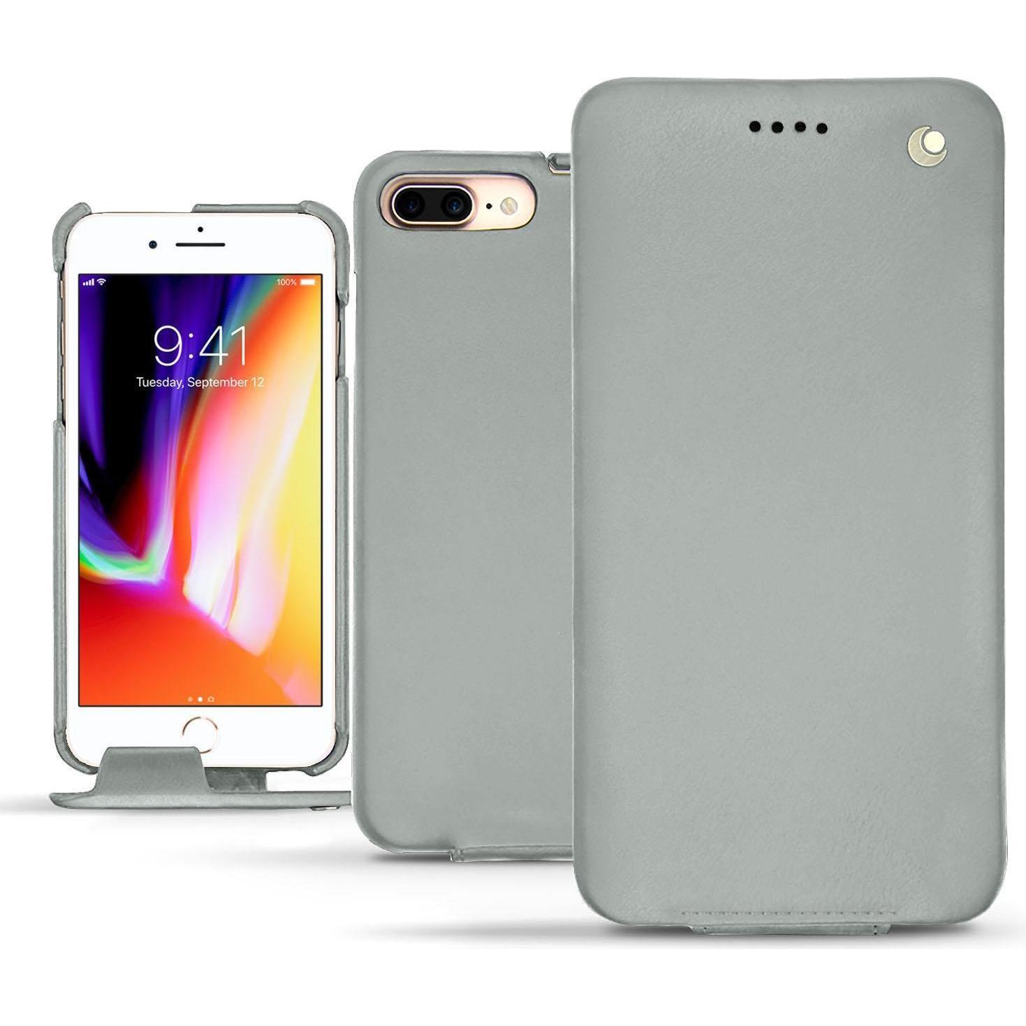 Noreve Lederschutzhülle vertikal (Apple iPhone 8 Plus), Smartphone Hülle, Grau