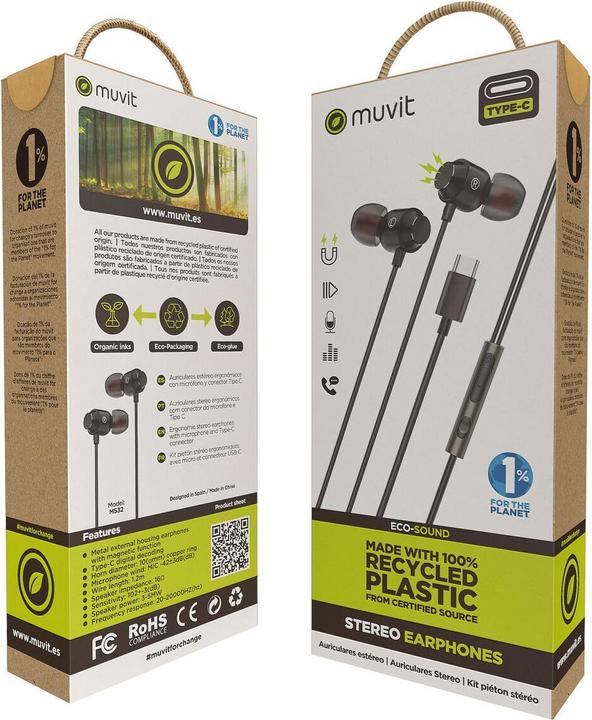 Actual product image Muvit Headphones MCHPH0006 Black (Cable, Wireless)