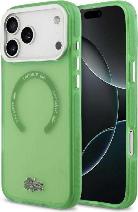 Actual product image Lacoste Shockproof Transparent Frosted MagSafe Case for iPhone 17 Pro Max Green (Apple iPhone 17 Pro Max)