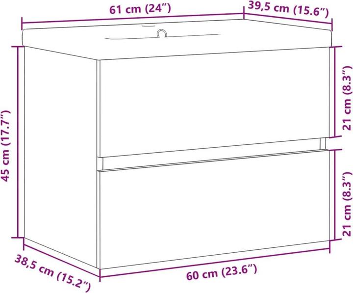 Actual product image vidaXL Vanity unit Wall-mounted vanity unit Bathroom cabinet with built-in basin