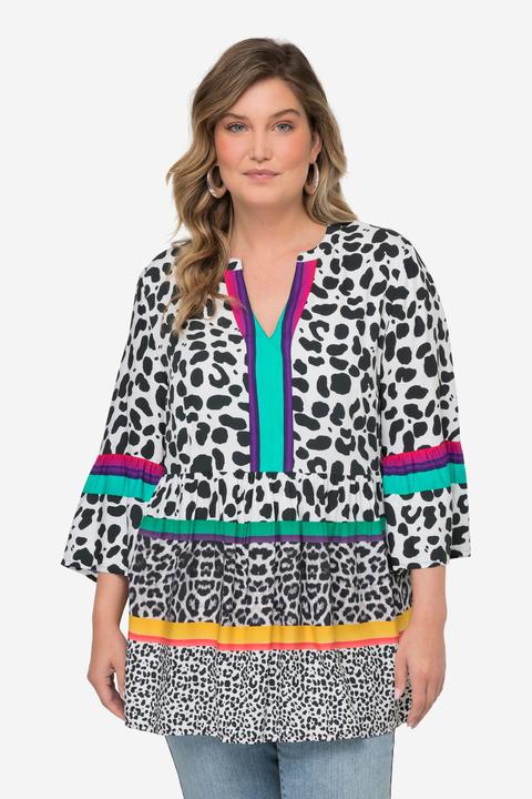 Produktbild Miamoda Bluse, A-Linie, Leo-Streifen, Tunika-Ausschnitt, 3/4-Ärmel (50)