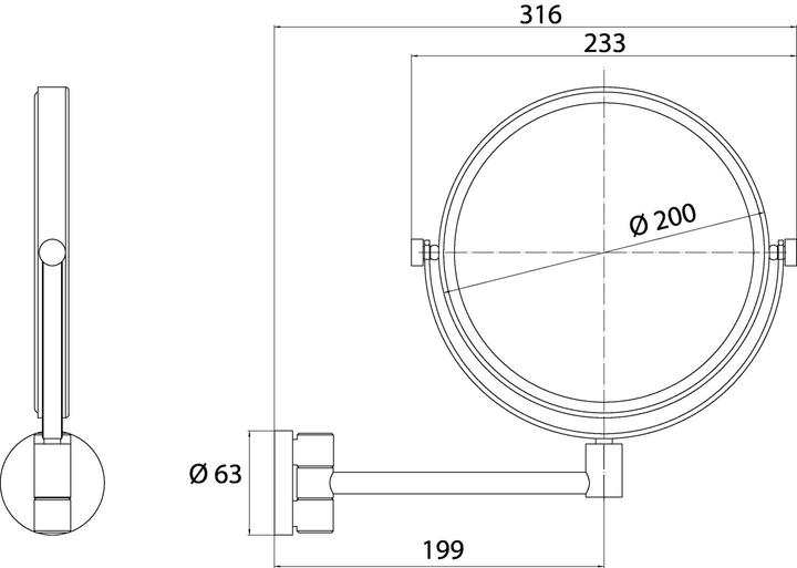 Produktbild Emco EC Kosmetikspiegel pure 00108 3-/1-fach, 1armig D: 200 mm