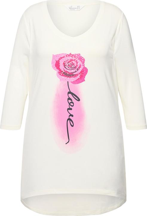 Actual product image Miamoda A-Line 3/4-Sleeve Rose Pattern T-Shirt (44)