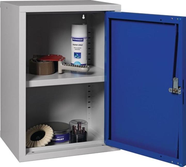 Produktbild HP Autozubehör Hängeschrank H600xB400xT300 mm Vollblech, 1 Boden Stahlblech lichtgrau, RAL 7035/enzianblau, RAL... (40 cm, 60 cm)