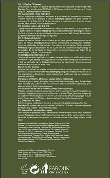 Image du produit Farouk Systems CHI Huile d'arbre à thé (739 ml, Shampoing liquide)
