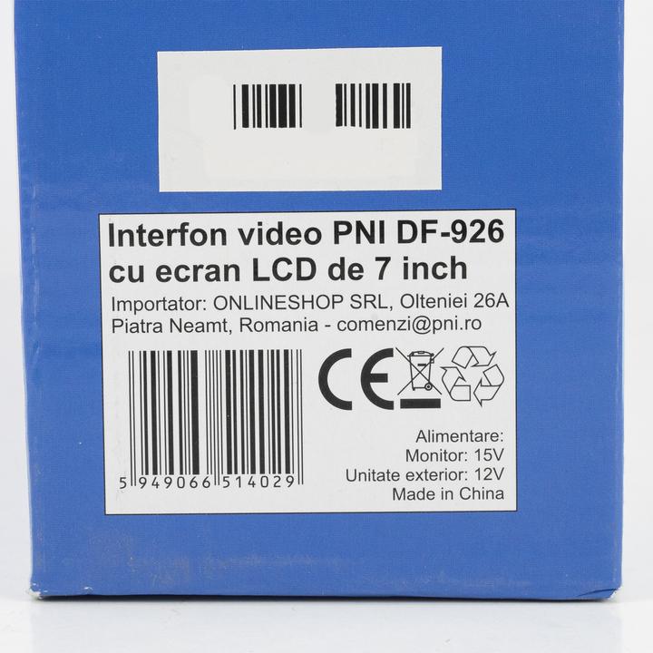 Actual product image PNI DF-926 Video intercom with 1 monitor, 7-inch LCD screen, output for electromagnetis