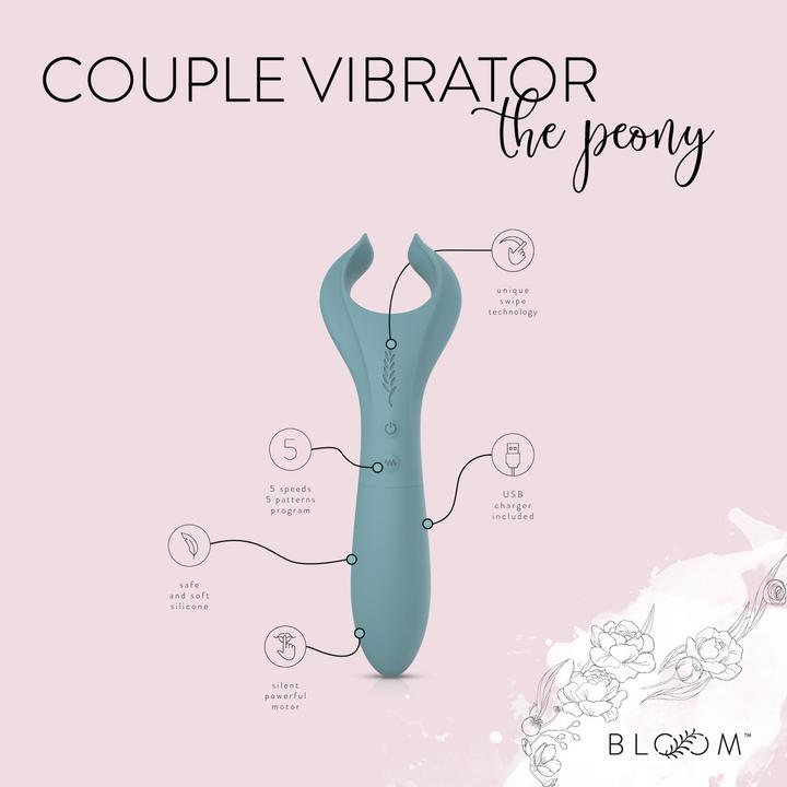 Actual product image Bloom The Peony Couple Vibrator - Green