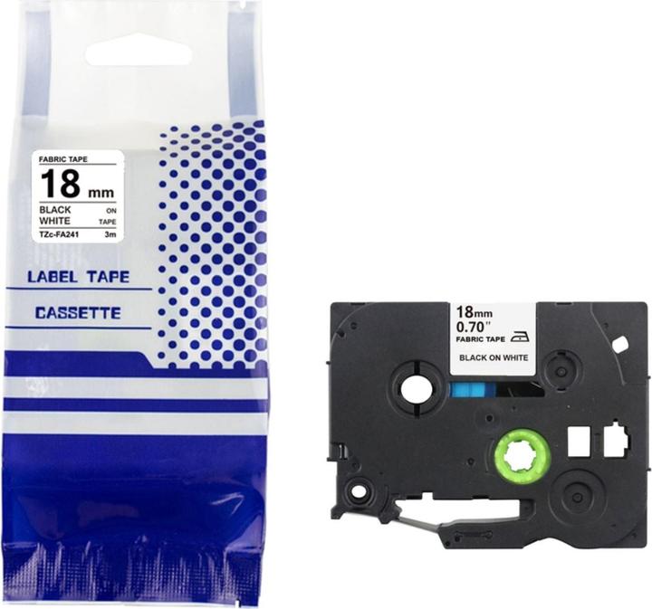 Actual product image Hermex Alternatives Textil-Aufbügelband zu Brother TZe-FA241 Beschriftungsband (1.80 cm, Black, White)