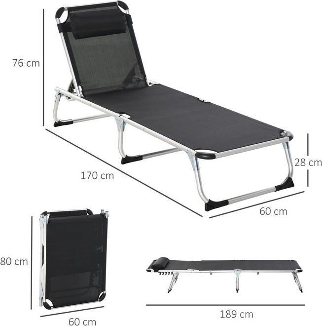 Image du produit Swisshandel24 Bain de soleil de jardin en aluminium Bain de soleil en tissu Relax réglable en 5 positions pliable (165 cm)