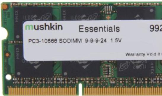 Image du produit Mushkin Mémoire pour ordinateur portable DDR3 SO-DIMM 8GB 1333-9 Essent (1 x 8GB, 1333 MHz, RAM DDR3, SO-DIMM)