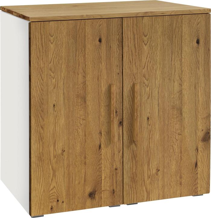 Corps en MDF : Blanc / Façade, Huilé, Top : chêne sauvage naturel