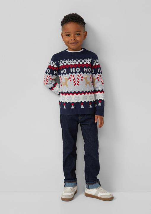 Produktbild s.Oliver Strickpullover Strickpullover mit weihnachtlichem Jacquard-Muster (116, 122)