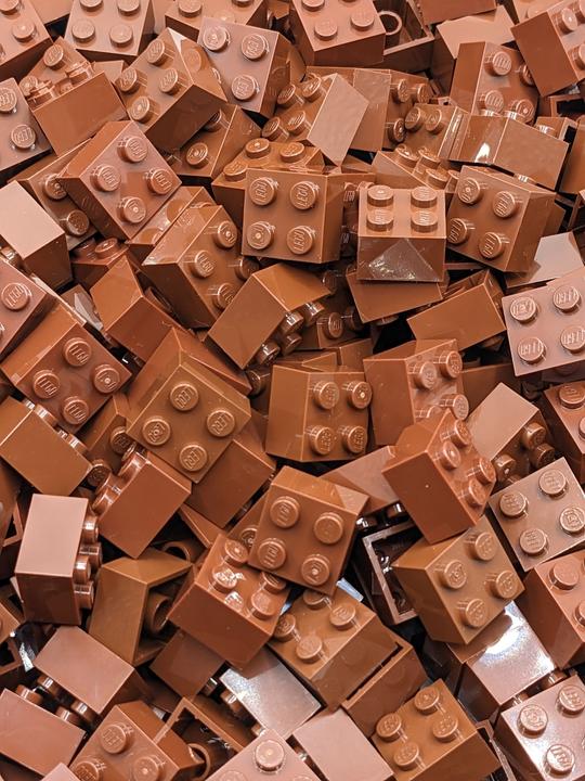 Actual product image LEGO 2x2 bricks brown - 50 pieces - Brown bricks 3003 (3003, LEGO Accessories)