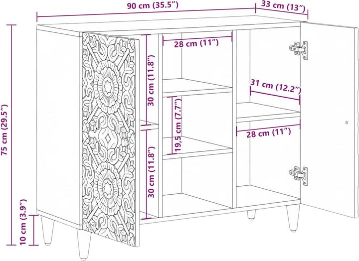 Produktbild vidaXL Sideboard-Möbel (90 x 33.50 x 75 cm)