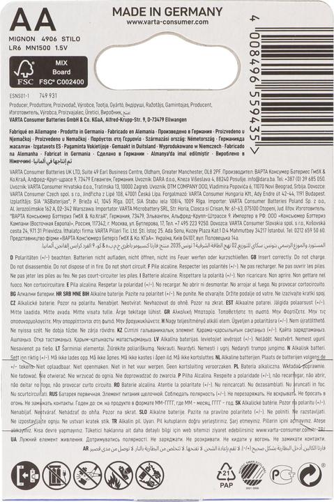 Produktbild Varta Longlife Power (ehem. High Energy) 4906 Mignon AA LR6 Batterien 20x 4er Blister (20 Stk., AA)