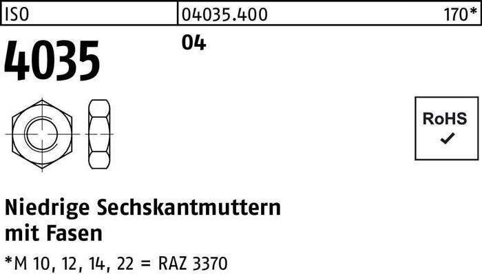 Actual product image Hexagon nut ISO 4035 low w.chamfers M 3 Free cutting steel (M3)