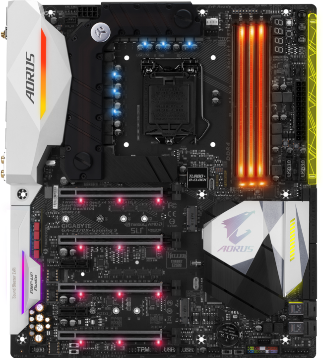 Produktbild Gigabyte AORUS Z270X-Gaming 9 (LGA 1151, Intel Z270, E-ATX)