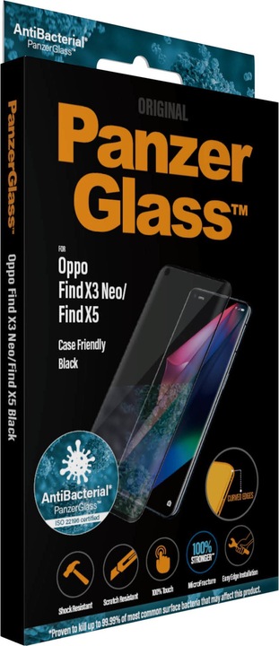 Image du produit PanzerGlass Oppo Find X3 Neo Etui Friendly Antibactérien noir (1 pièce(s), Oppo Find X3 Neo, Oppo Find X5)