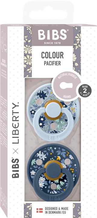 Bibs x Liberty Colour Latex Schnuller (rund), Camomille Baby Blue (2 x, 6 - 12 Monate)