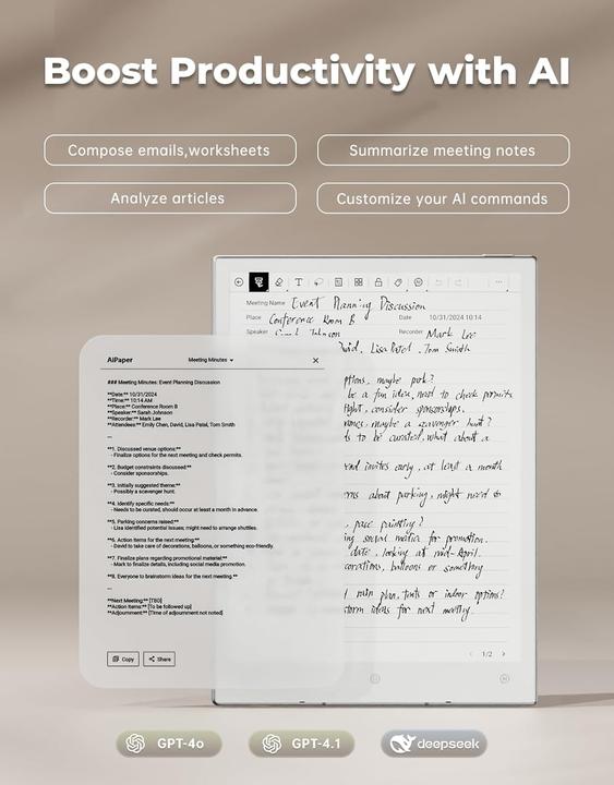 Image du produit Viwoods AiPaper Mini (WLAN uniquement, 8.20", 128 Go, Blanc, Gris)