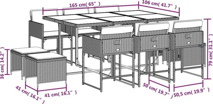 Produktbild vidaXL Garten Essgruppe (165 x 106 x 73 cm)