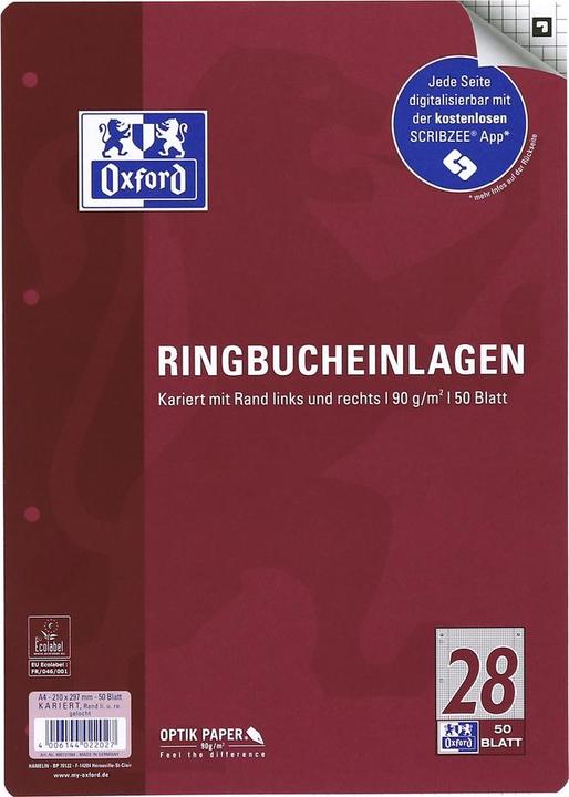 Actual product image Oxford Ring binder inserts, DIN A4, squared, 50 sheets