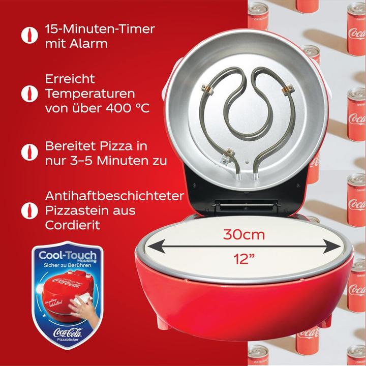 Image du produit Coca Cola SPM-800CC Pizza Maker 1200W, Ø 30cm, 400°C