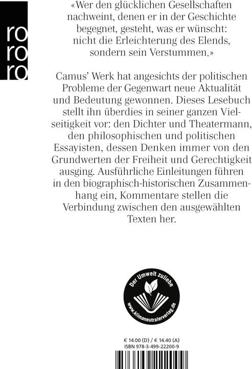 Image du produit Unter dem Zeichen der Freiheit (Allemand, Albert Camus, 1993)