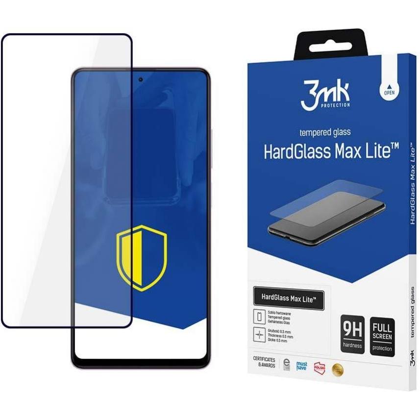 3MK Hardglass Max Lite Bildschirmschutz (1 Stück, Xiaomi Redmi Note 12 Pro), Smartphone Schutzfolie, Schwarz