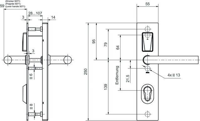 Immagine prodotto Glutz Apparecchio elettrico di sicurezza 80225 Pubblico con maniglia a leva 5071 (Set di porte)
