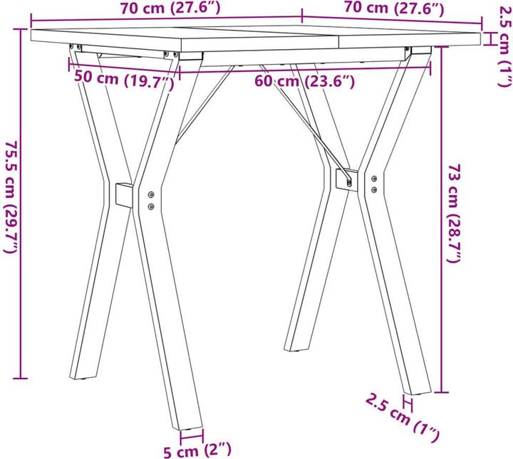 Image du produit vidaXL Esstisch (70 x 70 x 75.50 cm)