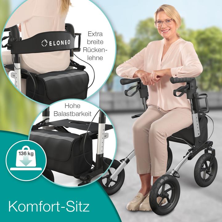 Actual product image Aktivshop Outdoor Rollator mit Luftbereifung, Silber