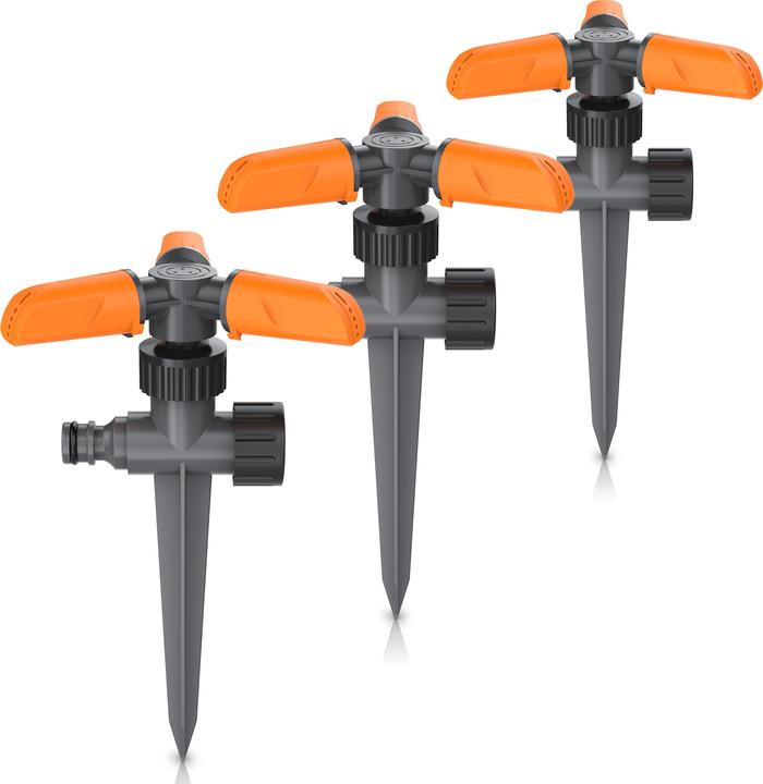 Brandson 3x Kreisregner Garten Sprinkler, 360° Rasensprenger, 3 Arm Rasensprinkler rotierend bis 80 m² (Arroseur circulaire)