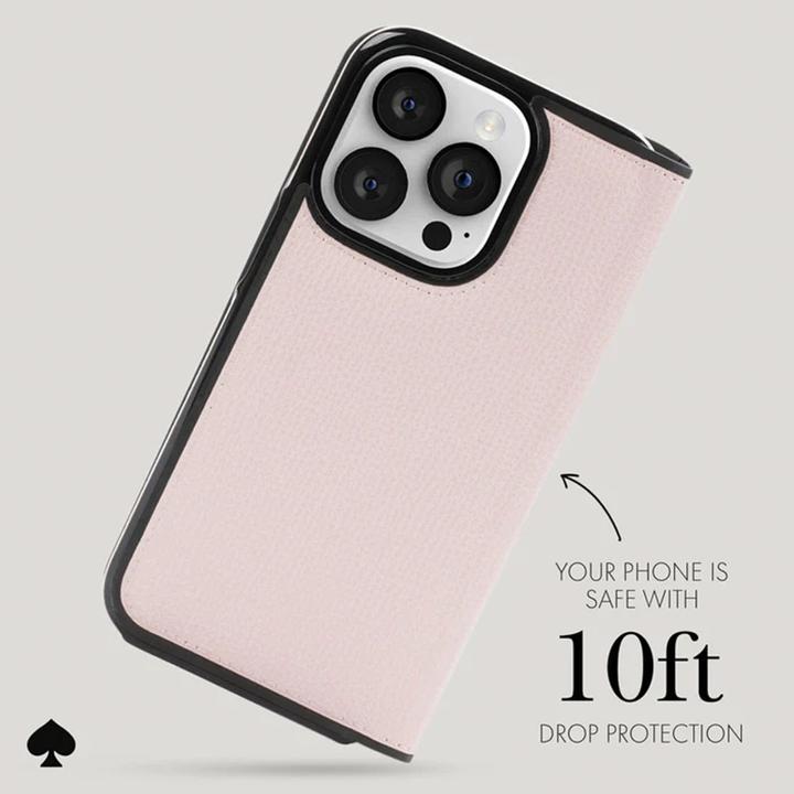 Image du produit Kate Spade Wrap Folio Case - Étui en cuir à rabat pour iPhone 15 Pro (parchemin clair) (Apple iPhone 15 Pro)