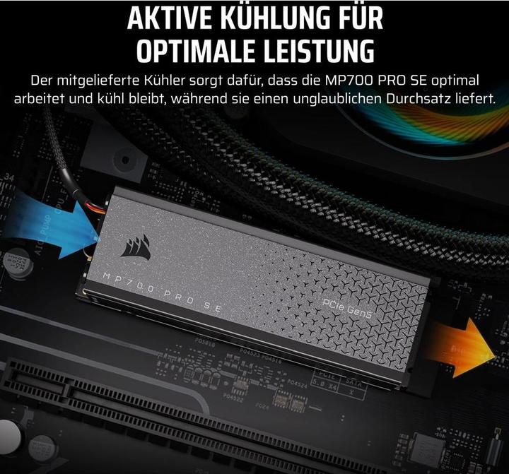 Image du produit Corsair MP700 PRO SE 2TB NVMe PCIe M.2 SSD avec refroidisseur (2000 Go, M.2 2280)