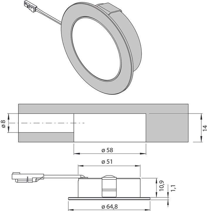 Produktbild L&S LED Ein-/Anbauleuchten Chip L 12 V (225 lm)