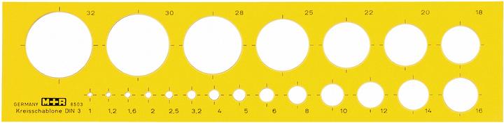Produktbild M+r Kreisschablone 1-32mm 85030670 gelb-transparent (24.80 cm)