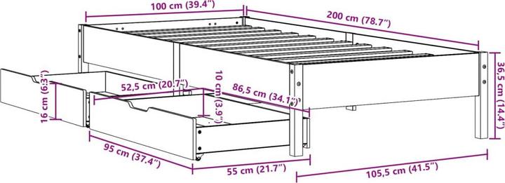 Produktbild vidaXL Bettgestell (100 x 200 cm)