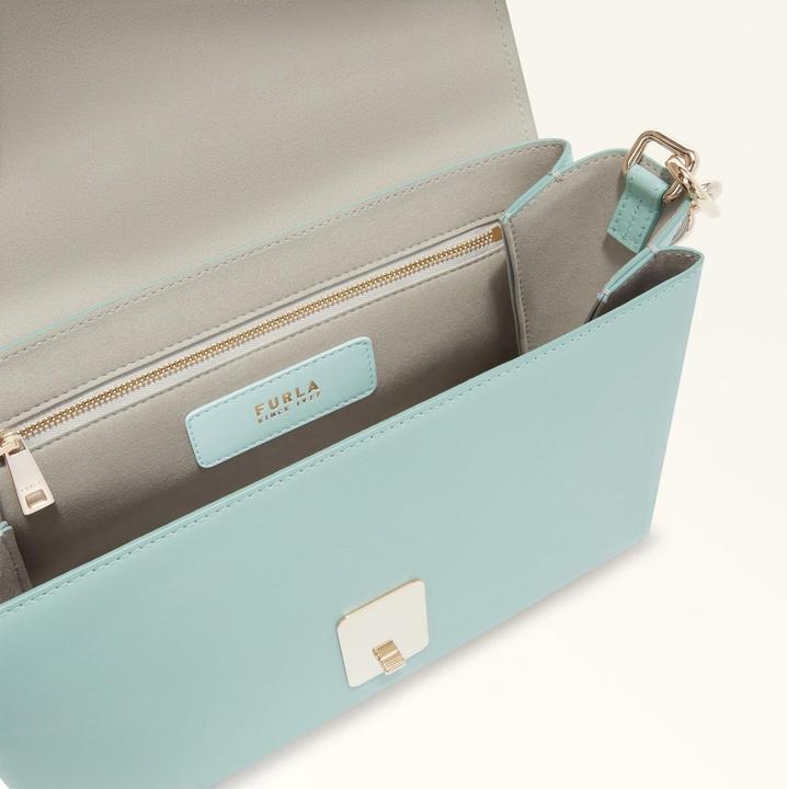 Actual product image Furla meridiana shoulder bag in aquamarine leather