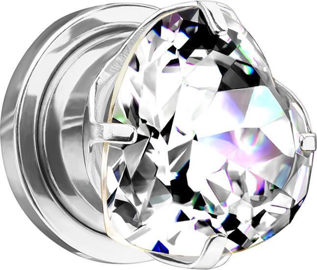 Immagine prodotto Star Piercing Flesh Plug in argento con cuore in cristallo in argento (senza ottone, Acciaio chirurgico 316L)