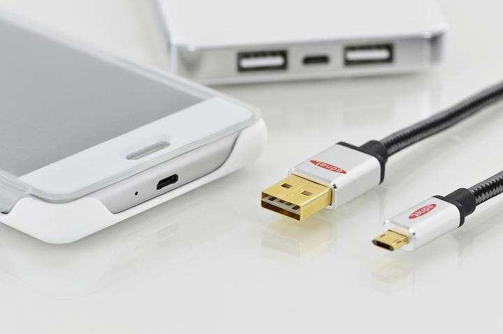 Actual product image ednet USB 2.0 connection cable type A - Micro B St/St 1.8 m High Speed reversible plug (1.80 m, USB 2.0)